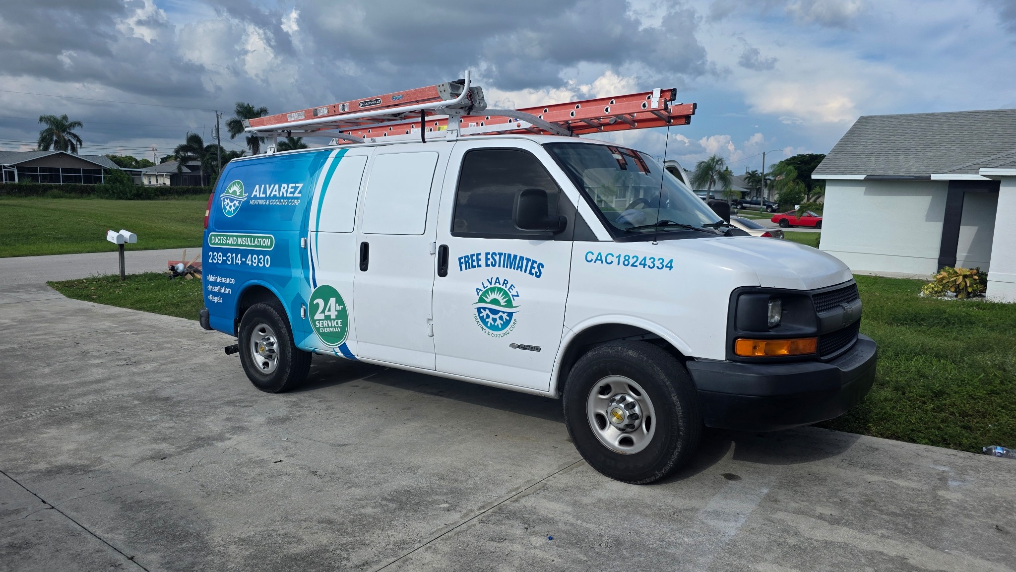 Alvarez Heating & Cooling branded service van
